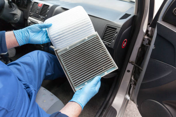New and old cabin pollen air filter for a car